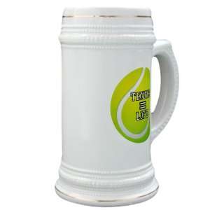    Stein (Glass Drink Mug Cup) Tennis Equals Life 