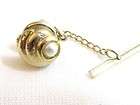 Vintage Gold tone fx Pearl Shell shape Tie tack Pin