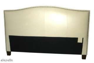   Size Bone Leather Headboard for bed with Distressed Nail Heads  