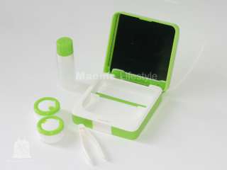 Green Tic Tac Toe Symbol Rectangular Contact Lens Case (Traveling 