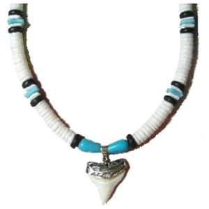 Native Treasure Custom Shark Tooth Puka Shell Necklace with Sharks 