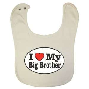   ! Organic Cotton Baby Bib   I Love My Big Brother (Oval Design): Baby