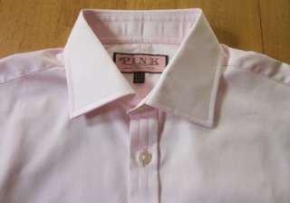 THOMAS PINK solid pink dress shirt 15.5 34 NWT  