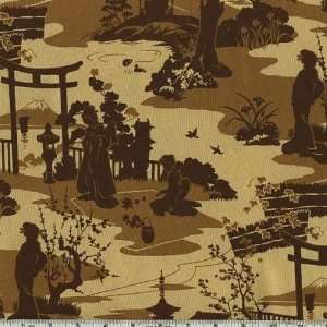  45 Wide The Floating World Geisha Garden Brown Fabric By 