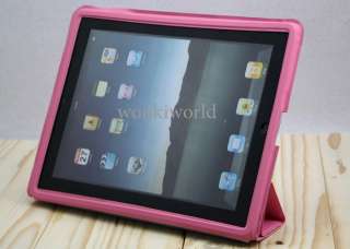 iPad 2 Magnetic Leather Smart Cover w/ Back Case   Pink  