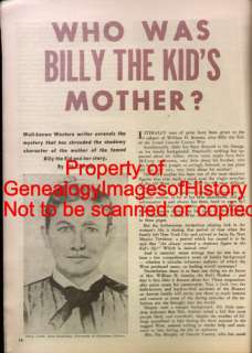 Billy The Kid Mother, Mrs. William H. Atrim + Genealogy  