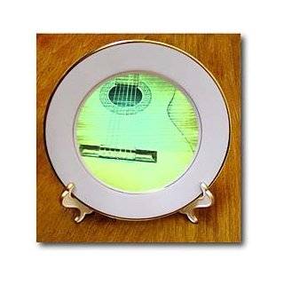 Aqua Green Cosmic Guitar Music   8 Inch Porcelain Plate