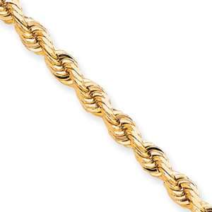   7mm, 10 Karat Yellow Gold, Diamond Cut Rope Chain   20 inch: Jewelry