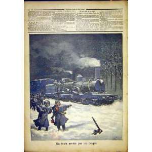  Train Snow Station Railway French Print 1892