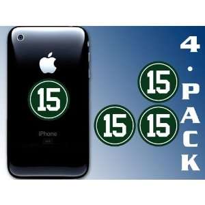 4 Pack #15 Tebow Round Cell Phone Stickers (Jets Green 