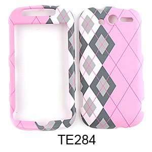  HTC My Touch 4G Black and White Plaid on Pink Hard Case 