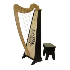   22 String Childrens Harp w/ Bench   Cherry/Black Musical Instruments