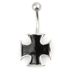  Black Iron Cross Belly Button Ring: Jewelry