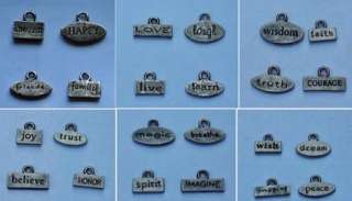 Self Stick METAL CHARMS 4/Pkg ~ WORDS ~ U PICK  