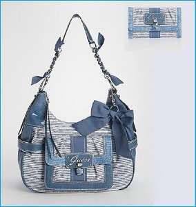 NEW GUESS BLUE LOOKOUT BAG HOBO HANDBAG & WALLET CLUTCH  
