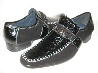 NIB MEN BLACK Buckle Fashion Dress Loafer Shoe Suede BE  