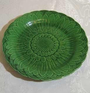 Majolica Green Ware Sunflower Plate Vintage 1860s Superb VGC  