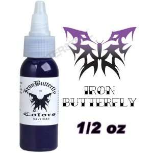  Iron Butterfly Tattoo Ink 1/2 OZ NAVY BLUE New Dark NR Health 