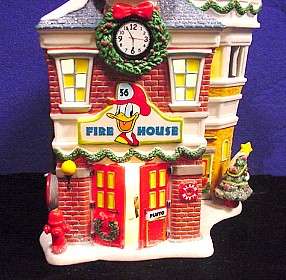Disney Donalds Lighted Fire Station ~ Department 56 Mickeys 