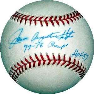   American League inscribed 77 78 WS Champs HOF 87 some bleed to: 