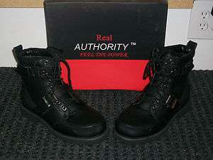 New Mens Real Authority Footwear Dark Black/Black Boots Size 9 Brand 