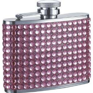   4oz Pink Bling Stainless Steel Hip Flask   VF1291: Kitchen & Dining