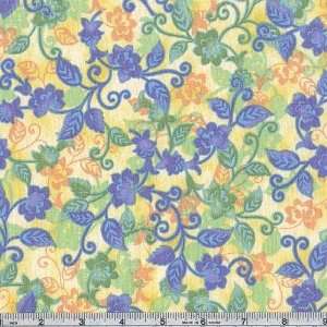  45 Wide Ophelia Sunshine Blue Fabric By The Yard: Arts 