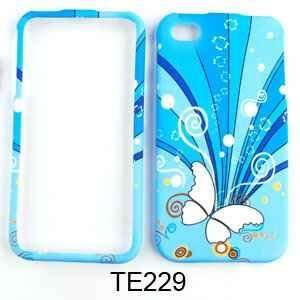  Blue with White Wave Butterfly Design Rubberized Snap on 