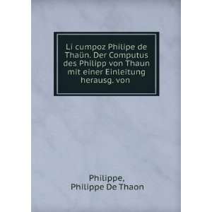   mit einer Einleitung herausg. von . Philippe De Thaon Philippe Books