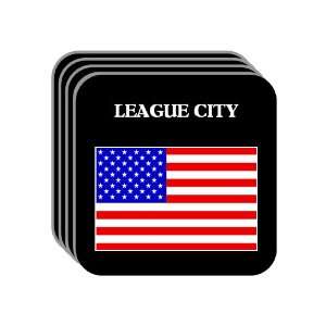  US Flag   League City, Texas (TX) Set of 4 Mini Mousepad 