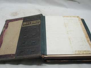ANTIQUE SALESMANS SAMPLE FAMILY PICTORIAL BIBLE LEATHER BOOK DISPLAY 