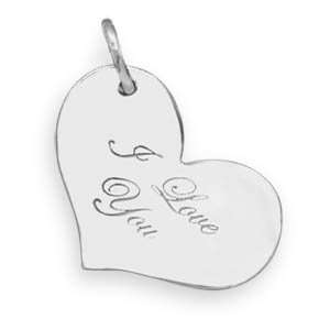   Charm Pendant Heart with I Love You in Pretty Script Letters Jewelry