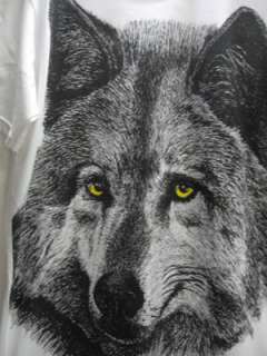 Wolf Animal Big 80s Print Rock Tiger T Shirt L  
