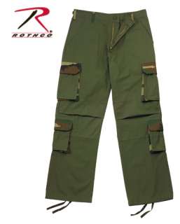 OLIVE W/WOODLAND ACCENTS FATIGUES/PANTS   REINFORCED SEAT & KNEES XSML 