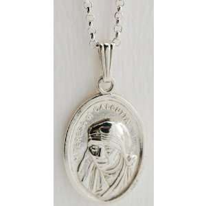  Sterling Silver Mother Teresa of Calcutta Medal w/ Chain Jewelry
