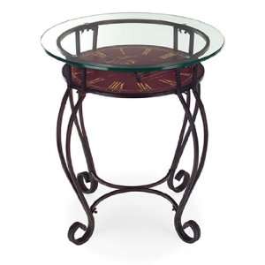   Wrought Iron Glass Top Table with Parisian Style Clock: Home & Kitchen