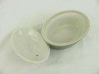 Hall China Gray/Green Oval Individual Covered Casserole  