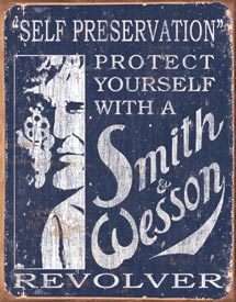 Smith & Wesson Revolver Gun Protect Yourself Metal Sign  