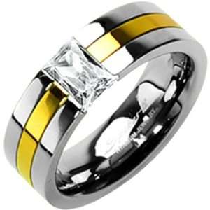  Size 6  Spikes Titanium Gold Tectonics cz Ring: Jewelry
