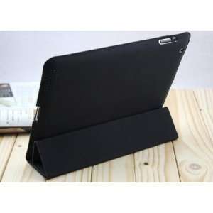    black iPad 2 Magnetic Leather Smart Cover W/ Back Case Electronics