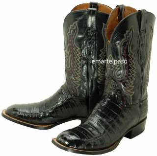 322 Used Vintage LUCCHESE Black Crocodile (Caiman) Cowboy Boots Mens 