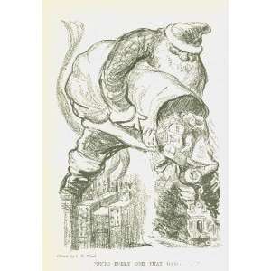  1912 Cartoon Santa Claus Dumping Bag of Money To Rich 