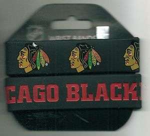 New NHL Chicago Blackhawks 2 Pack PVC Silicone Rubber Wrist Bands 