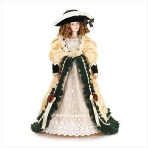  Porcelain Doll In Velvet And Ivory Dress