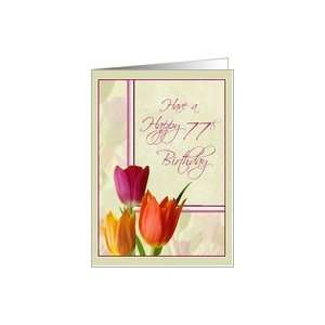   Colorful Tulips 77th Flower Birthday Cards for Her Card Toys & Games