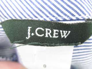 CREW Blue White Striped Ruffle Trim Button Shirt Sz 0  