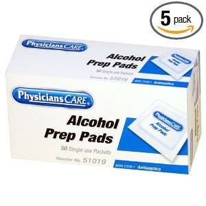 PhysiciansCare First Aid Alcohol Pads, Box of 50 Individually Wrapped 