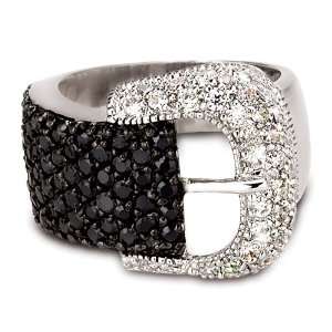    Black and White Cubic Zirconia Pave Buckle Ring: SusanB.: Jewelry