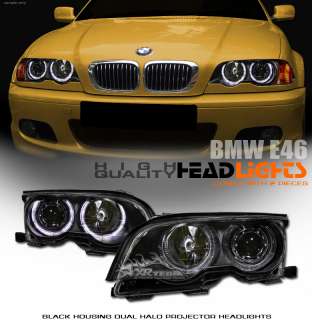 BMW E46 2D 99 03 3 Series 01 M3 JDM Black Halo Projector Headlights 