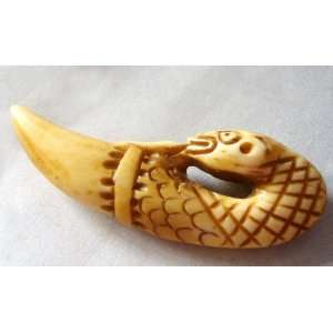  Ox Bone Carved Snake Head Tooth Shape Pendant Everything 